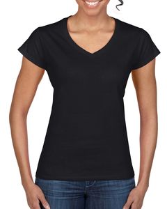 Gildan GD078 - Softstyle ™ dames v-hals t-shirt Zwart