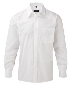 Russell Collection R-934M-0 - Poplin Overhemd met Lange Mouwen Wit
