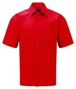 Russell Collection R-935M-0 - Poplin Overhemd met Korte Mouwen