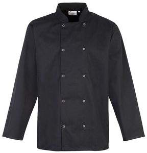 Premier PR665 - Chef's jasje met drukknopen en lange mouwen Zwart