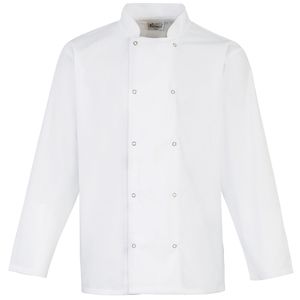 Premier PR665 - Chef's jasje met drukknopen en lange mouwen Wit