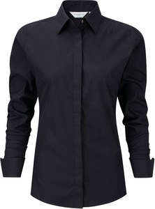 Russell Collection RU960F - LADIES' LONG SLEEVE ULTIMATE STRETCH SHIRT Zwart