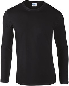 Gildan GI64400 - Softstyle T-Shirt Volwassenen Met Lange Mouw Zwart/Zwart