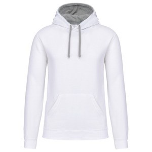 Kariban K446 - HOODED SWEATER MET GECONTRASTEERDE CAPUCHON Wit / Fijn grijs