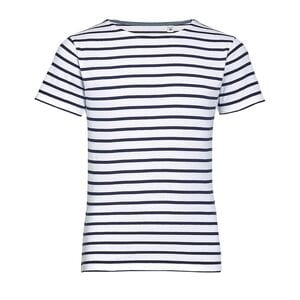 SOL'S 01400 - MILES KIDS Tee Shirt Kinderen Gestreept Met Ronde Hals Blanc / Maritiem