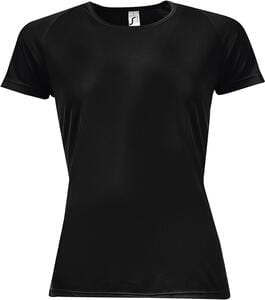 SOL'S 01159 - SPORTY VROUW Dames T Shirt Raglan Mouwen Zwart