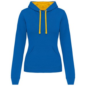 Kariban K465 - Damessweater met capuchon in contrasterende kleur Licht koningsblauw / geel