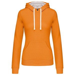 Kariban K465 - Damessweater met capuchon in contrasterende kleur Oranje / Wit