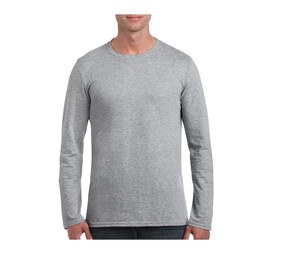 Gildan GN644 - Softstyle T-Shirt Volwassenen Met Lange Mouw Sportgrijs