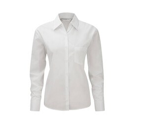 Russell Collection JZ34F - Dames Poplin Overhemd Wit