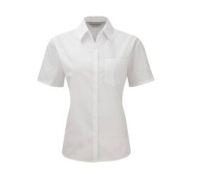 Russell Collection JZ35F - Dames Poplin Overhemd Wit