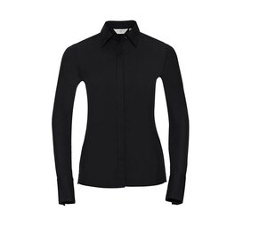 Russell Collection JZ60F - Lycra® Stretch Dames Overhemd Zwart