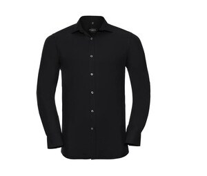Russell Collection JZ960 - Lycra® Stretch Heren Overhemd Zwart