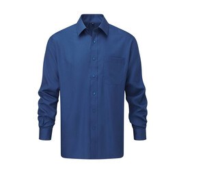 Russell Collection JZ934 - Poly/Katoenen Easy Care Poplin Overhemd Met Lange Mouw Helder Royal