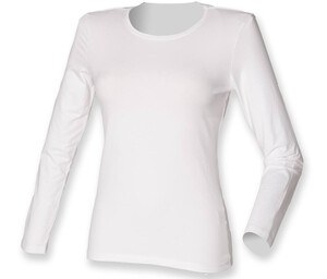 Skinnifit SK124 - SF Dames Feel Good Stretch T-shirt met Lange Mouwen Wit