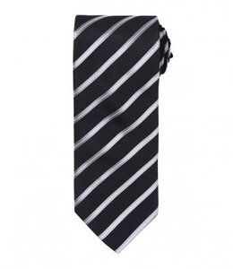 Premier PR784 - Sports Stripe Tie Zwart/Zilver
