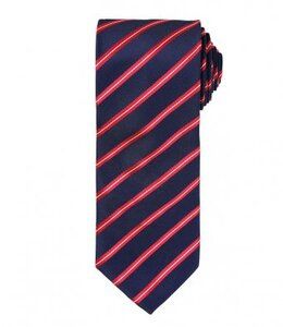 Premier PR784 - Sports Stripe Tie Marine/Rood