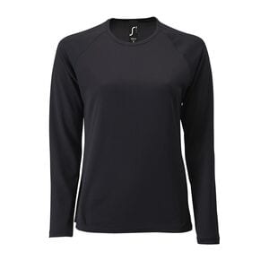 SOL'S 02072 - Sportief Lsl Dames Sport T Shirt Met Lange Mouwen Zwart