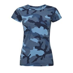 SOL'S 01187 - Camo Dames Dames T Shirt Ronde Hals Blauw Camo