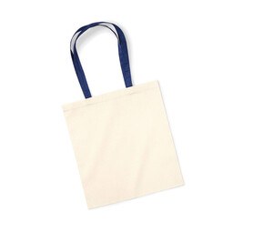 Westford mill W101C - Bag For Life Boodschappentas Met Gekleurde Handvaten Naturel/Franse marine