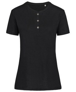 Stedman STE9530 - T-shirt met ronde hals en knopen voor vrouwen Sharon  Zwart Opaal