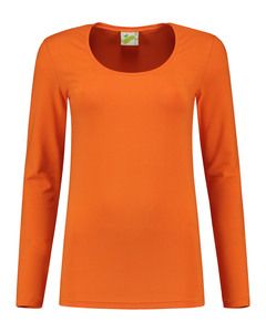 Lemon & Soda LEM1267 - T-shirt Crewneck katoen/elastiek voor haar Oranje