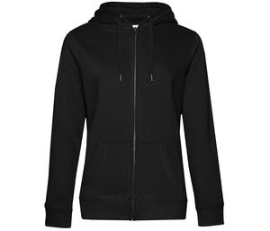 B&C BCW03Q - Zipped Hoodie QUEEN Zwart Puur