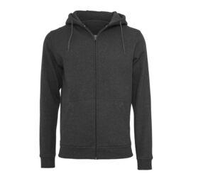 Build Your Brand BY012 - Zware hoodie met rits Houtskool