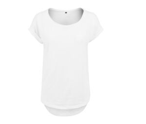 Build Your Brand BY036 - Dames T-Shirt Met Lange Rug Wit
