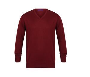 Henbury HY720 - Sweater V-hals heren Bourgondië
