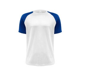 JHK JK905 - Baseball sport T-shirt Wit / Koningsblauw