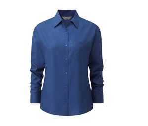 Russell Collection JZ34F - Dames Poplin Overhemd Koningsblauw
