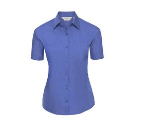 Russell Collection JZ35F - Dames Poplin Overhemd Bedrijfsblauw