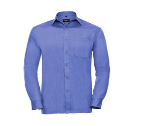 Russell Collection JZ934 - Poly/Katoenen Easy Care Poplin Overhemd Met Lange Mouw Bedrijfsblauw