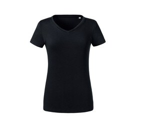 RUSSELL RU103F - Women's organic V-neck t-shirt Zwart