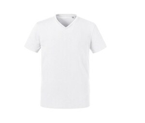 Russell RU103M - Heren biologisch V-hals T-shirt Wit