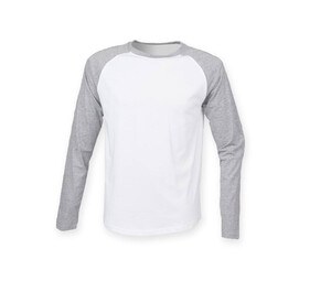 SF Men SF271 - Baseball T-shirt met lange mouwen Wit / Heidegrijs