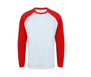 SF Men SF271 - Baseball T-shirt met lange mouwen Wit / Rood