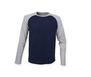 SF Men SF271 - Baseball T-shirt met lange mouwen Oxford marine / heidegrijs