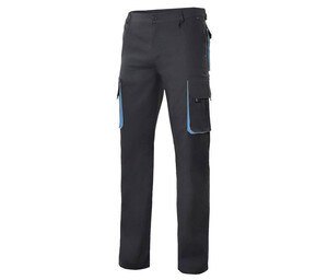 VELILLA V3004 - BROEK MULTI-POCKET TWEEKLEURIG Zwart / Hemelsblauw