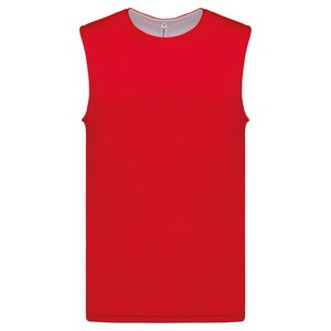 ProAct PA464 - UNISEX HEREN MOUWLOOS SPORTSHIRT AAN 2 KANTEN DRAAGBAAR Sportief Rood / Wit