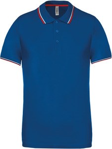 Kariban K250 - HEREN PIQUÉ POLO KORTE MOUWEN Licht koningsblauw / rood / wit