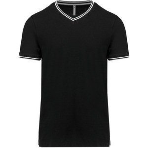 Kariban K374 - Heren-t-shirt piqué V-hals Zwart/ Lichtgrijs/Wit