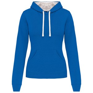 Kariban K465 - Damessweater met capuchon in contrasterende kleur Licht koningsblauw / wit