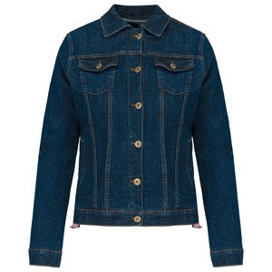 Kariban K6137 - Ongevoerde damesjas van denim Blauwe spoeling