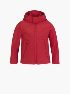 B&C CGJK969 - Kids' hooded softshell jacket Rood