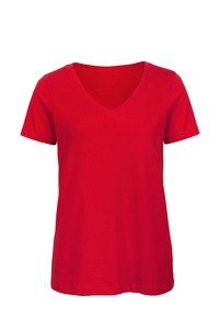 B&C CGTW045 - Biologisch Katoen Inspire V-hals T-shirt / Vrouw Rood