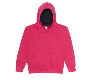 AWDIS JH03J - Sweat enfant capuche contrastée Roze/Frans marine