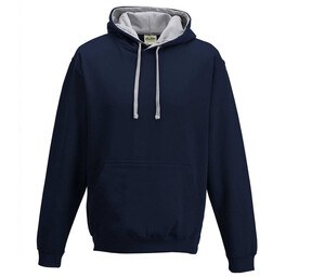 AWDIS JH003 - Hoodie met capuchon Contrast Nieuw Frans marine / Heide grijs