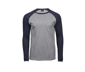 TEE JAYS TJ5072 - T-shirt baseball lange mouwen Heide/Navy